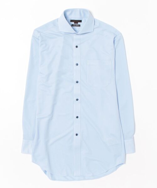 m.f.editorial（エムエフエディトリアル）の「【ストレッチ ノーアイロン 吸水速乾】m.f.エディトリアル メンズ カッタウェイ ビジネスドレス 長袖ニットシャツ（ビジネスシャツ・メンズ・サックスブルー・首回り39cm-裄丈84cm/首回り41cm-裄丈82cm/首回り41cm-裄丈86cm/首回り39cm-裄丈80cm/首回り37cm-裄丈80cm/首回り43cm-裄丈86cm）」の2枚目の写真