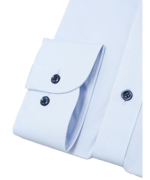 m.f.editorial（エムエフエディトリアル）の「【ストレッチ ノーアイロン 吸水速乾】m.f.エディトリアル メンズ カッタウェイ ビジネスドレス 長袖ニットシャツ（ビジネスシャツ・メンズ・サックスブルー・首回り39cm-裄丈84cm/首回り41cm-裄丈82cm/首回り41cm-裄丈86cm/首回り39cm-裄丈80cm/首回り37cm-裄丈80cm/首回り43cm-裄丈86cm）」の6枚目の写真