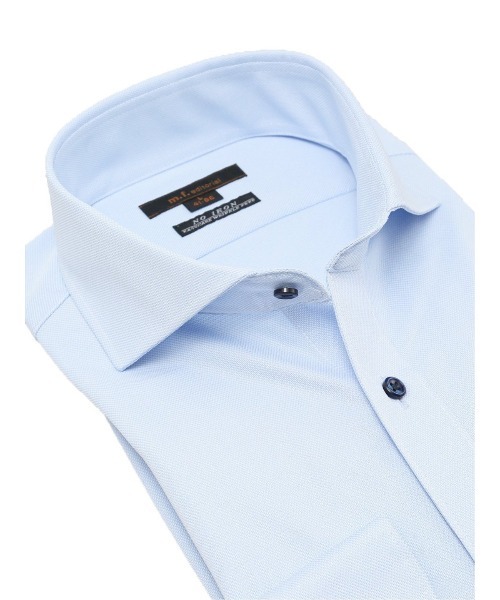 m.f.editorial（エムエフエディトリアル）の「【ストレッチ ノーアイロン 吸水速乾】m.f.エディトリアル メンズ カッタウェイ ビジネスドレス 長袖ニットシャツ（ビジネスシャツ・メンズ・サックスブルー・首回り39cm-裄丈84cm/首回り41cm-裄丈82cm/首回り41cm-裄丈86cm/首回り39cm-裄丈80cm/首回り37cm-裄丈80cm/首回り43cm-裄丈86cm）」の7枚目の写真