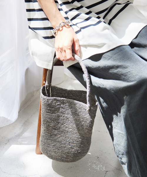 MADE IN MADA(メイドインマダ)の「《追加》【MADE IN MADA /メイドインマダ】 NAIVO BAG:ハンドバッグ(かごバッグ・レディース・グレー/ベージュ・FREE)」の5枚目の写真