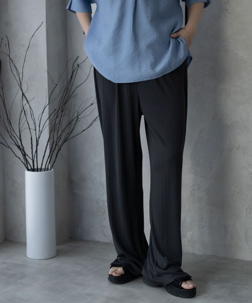 NAVY セルフカット可能 リブワイドパンツ（その他パンツ）｜NAVY