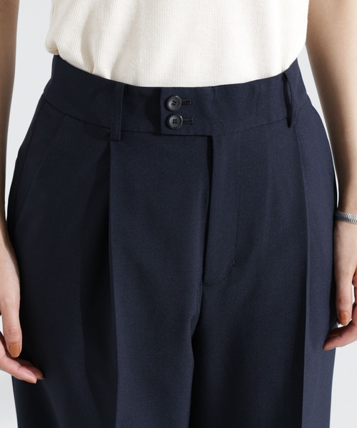 NANO universe（ナノユニバース）の「ライトファンクション タックセミワイドパンツ(セットアップ可)（スラックス・レディース・アイボリー/モカ/ダークネイビー・S/M）」の18枚目の写真