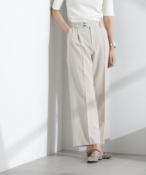 NANO universe（ナノユニバース）の「ライトファンクション タックセミワイドパンツ(セットアップ可)（スラックス・レディース・アイボリー/モカ/ダークネイビー・S/M）」の9枚目の写真