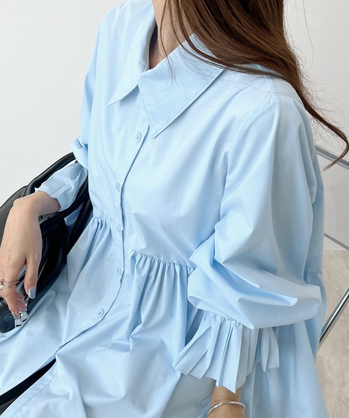 Futier land(フューティアランド)の「袖プリーツチュニックブラウス(シャツ/ブラウス・レディース・オフホワイト/ライトブルー/ブラック・MEDIUM/LARGE)」の12枚目の写真