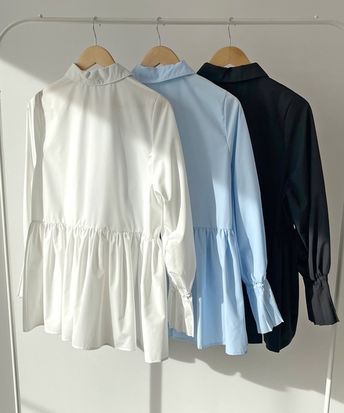 Futier land(フューティアランド)の「袖プリーツチュニックブラウス(シャツ/ブラウス・レディース・オフホワイト/ライトブルー/ブラック・MEDIUM/LARGE)」の22枚目の写真