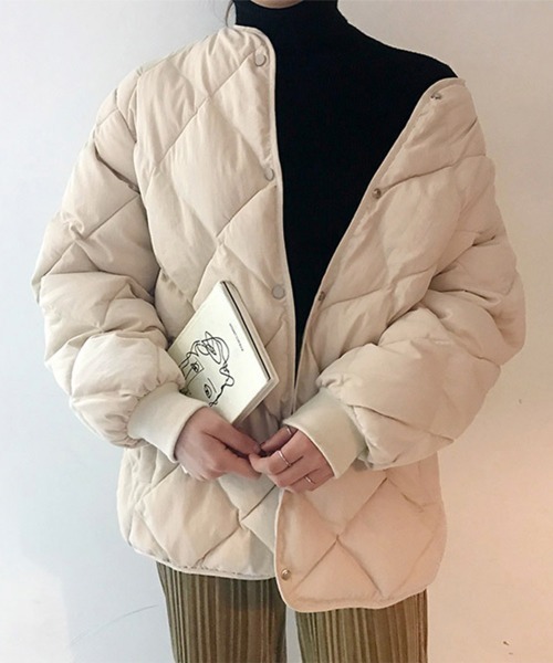 Miniministore(ミニミニストア)の「中綿 キルティングジャケット レディース(ダウンジャケット/コート・レディース・アイボリー/キャメル・FREE)」の1枚目の写真