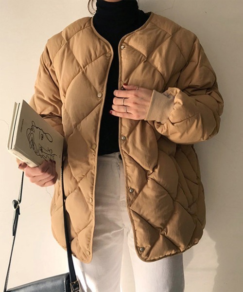 Miniministore(ミニミニストア)の「中綿 キルティングジャケット レディース(ダウンジャケット/コート・レディース・アイボリー/キャメル・FREE)」の3枚目の写真
