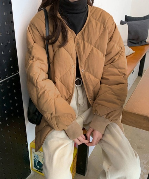 Miniministore(ミニミニストア)の「中綿 キルティングジャケット レディース(ダウンジャケット/コート・レディース・アイボリー/キャメル・FREE)」の21枚目の写真