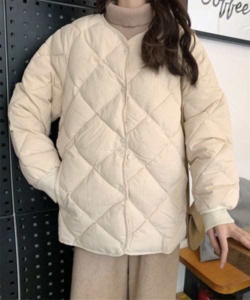 Miniministore(ミニミニストア)の「中綿 キルティングジャケット レディース(ダウンジャケット/コート・レディース・アイボリー/キャメル・FREE)」の8枚目の写真