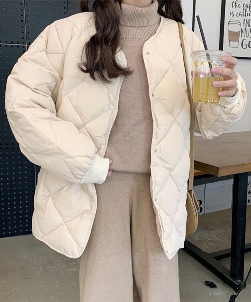Miniministore(ミニミニストア)の「中綿 キルティングジャケット レディース(ダウンジャケット/コート・レディース・アイボリー/キャメル・FREE)」の9枚目の写真