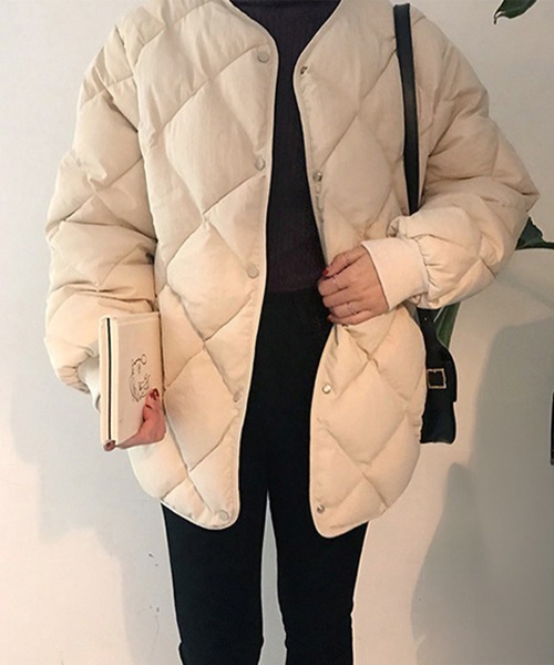 Miniministore(ミニミニストア)の「中綿 キルティングジャケット レディース(ダウンジャケット/コート・レディース・アイボリー/キャメル・FREE)」の10枚目の写真