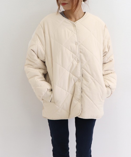 Miniministore(ミニミニストア)の「中綿 キルティングジャケット レディース(ダウンジャケット/コート・レディース・アイボリー/キャメル・FREE)」の14枚目の写真