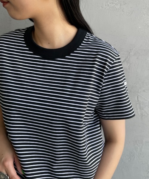 ORCIVAL（オーシバル）の「[ORCIVAL/オーシバル] クルーネック ボーダーリンガーTシャツ（Tシャツ/カットソー・レディース・レッド/ブラック/グレー/ホワイト・2）」の13枚目の写真