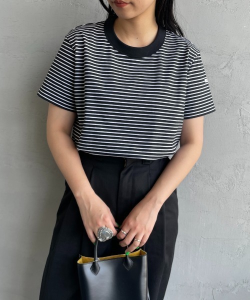ORCIVAL（オーシバル）の「[ORCIVAL/オーシバル] クルーネック ボーダーリンガーTシャツ（Tシャツ/カットソー・レディース・レッド/ブラック/グレー/ホワイト・2）」の6枚目の写真