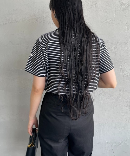 ORCIVAL（オーシバル）の「[ORCIVAL/オーシバル] クルーネック ボーダーリンガーTシャツ（Tシャツ/カットソー・レディース・レッド/ブラック/グレー/ホワイト・2）」の7枚目の写真