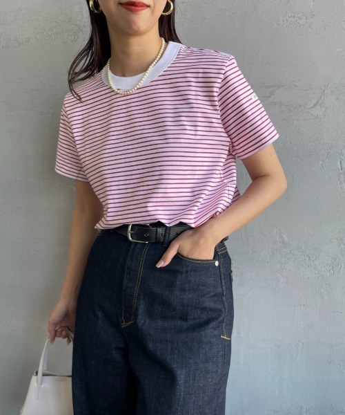 ORCIVAL（オーシバル）の「[ORCIVAL/オーシバル] クルーネック ボーダーリンガーTシャツ（Tシャツ/カットソー・レディース・レッド/ブラック/グレー/ホワイト・2）」の17枚目の写真