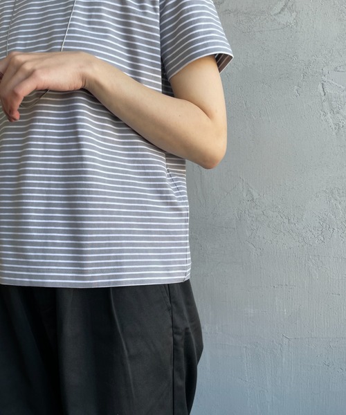 ORCIVAL/オーシバル] クルーネック ボーダーリンガーTシャツ（T