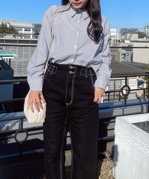 AS KNOW AS plus(アズノゥアズプラス)の「●サイドシャーリングリボンデザイン ビジューシャツ(シャツ/ブラウス・レディース・サックスブルー/ネイビー系/ブラック系/ブルー系/オフホワイト・FREE)」の15枚目の写真