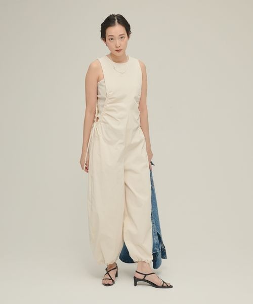 サロペット・オーバーオール・オールインワン kaval / Pintuck salopette / off white Pintuck salopette (Cotton linen haundstooth pattern) col.off