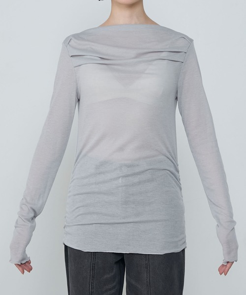 efu. SHEER LONG SLEEVE KNIT ワンショルダー完売品 SHEER LONG SLEEVE KNIT | efu(エフ)official通販サイト – efu