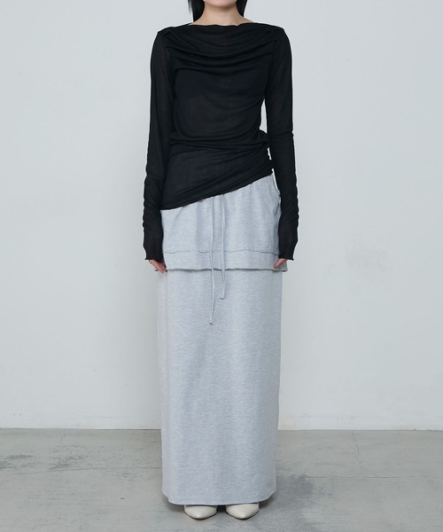 le ELMi（ルエルミ）の「Sheer knit-like drape gathered off-shoulder top / シアーニットライクドレープギャザー オフショル トップス（Tシャツ/カットソー・レディース・ピンク/アイボリー/ブラック/グレー・FREE）」の22枚目の写真