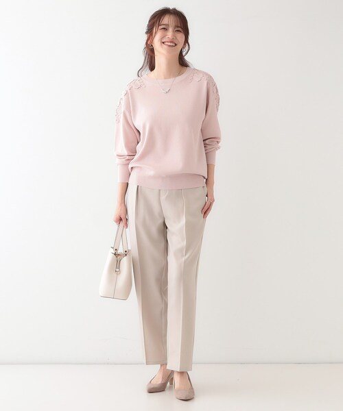 DRESKIP（ドレスキップ）の「肩レースが差をつける デザインニット（ニット/セーター・レディース・オフホワイト/ブルー系その他/グリーン系/ピンク系・01/02/03/04）」の13枚目の写真