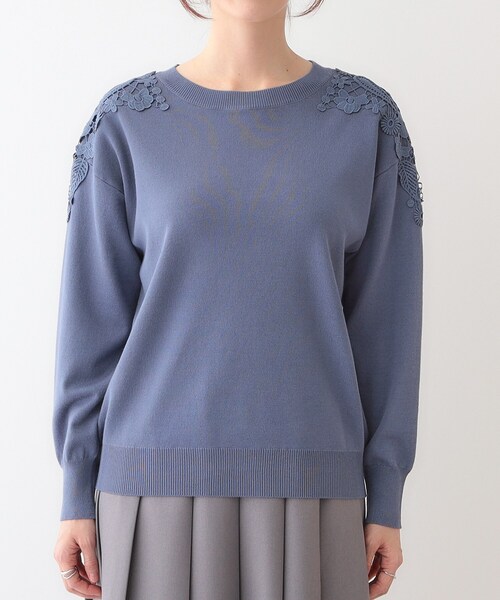 DRESKIP（ドレスキップ）の「肩レースが差をつける デザインニット（ニット/セーター・レディース・オフホワイト/ブルー系その他/グリーン系/ピンク系・01/02/03/04）」の19枚目の写真