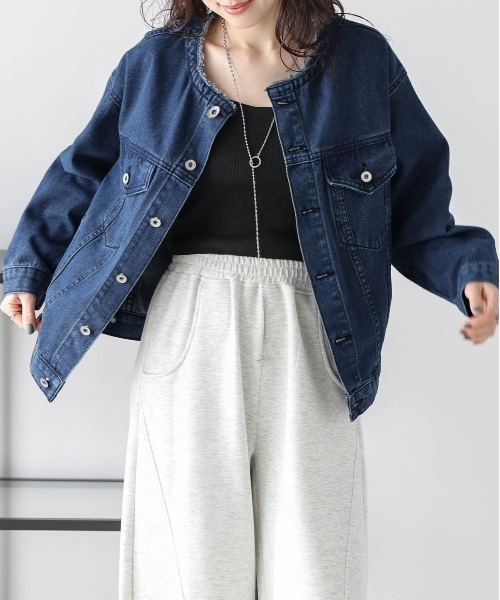 新品　FIKA 定価¥1万9000円　デニムノーカラージャケット　スコットクラブ 新品 FIKA 定価¥1万9000円 デニムノーカラージャケット スコット