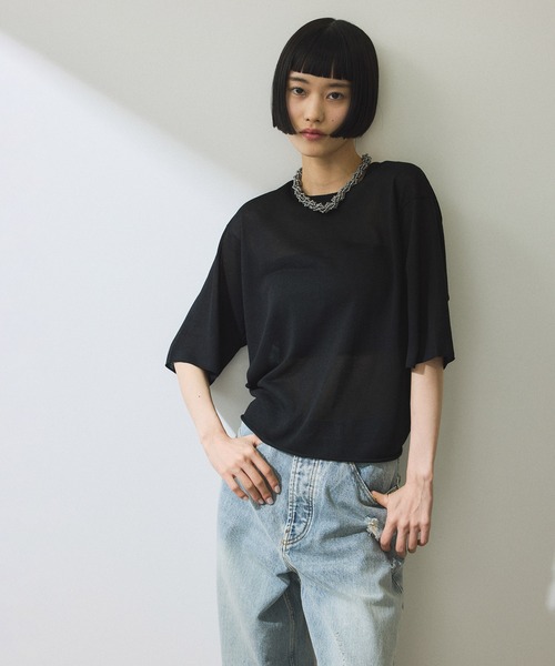 アダムエロペ 2WAYギャザーニット トップス セール】【WEB限定】2WAYギャザーニットTシャツ（Tシャツ