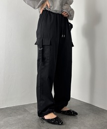 ISOOK | 【ISOOK / アイスー】2wayストレートカーゴパンツ / ハイウエスト ドロスト 総ゴム チャコール ブラック 黒 ZOZOTOWN限定(カーゴパンツ)