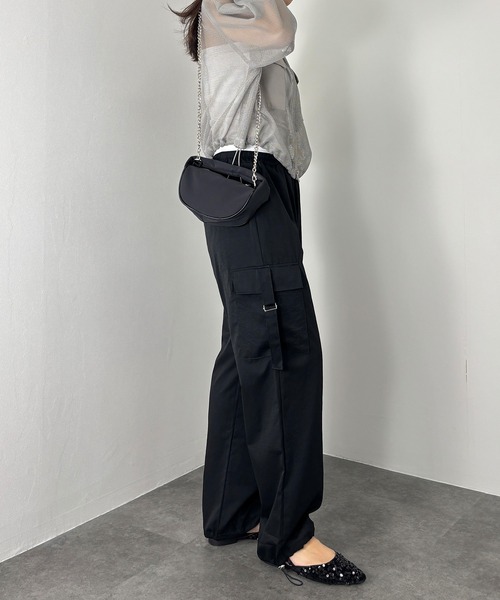 ISOOK(アイスー)の「【ISOOK / アイスー】2wayストレートカーゴパンツ / パラシュートパンツ ハイウエスト ルーズ ドロスト 総ゴム チャコール ブラック 黒 ZOZOTOWN限定(カーゴパンツ・レディース・チャコール/ブラック・FREE)」の22枚目の写真