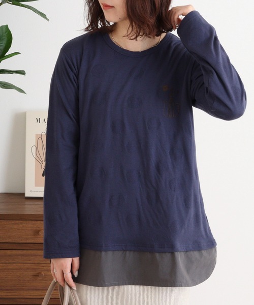 tシャツ EMAGO 裾切替えロングスリーブ レディース EMAGO 裾切替えロングスリーブ（Tシャツ/カットソー）｜Emago