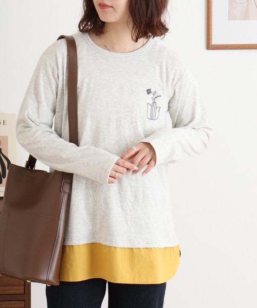 tシャツ EMAGO 裾切替えロングスリーブ レディース EMAGO 裾切替えロングスリーブ（Tシャツ/カットソー）｜Emago