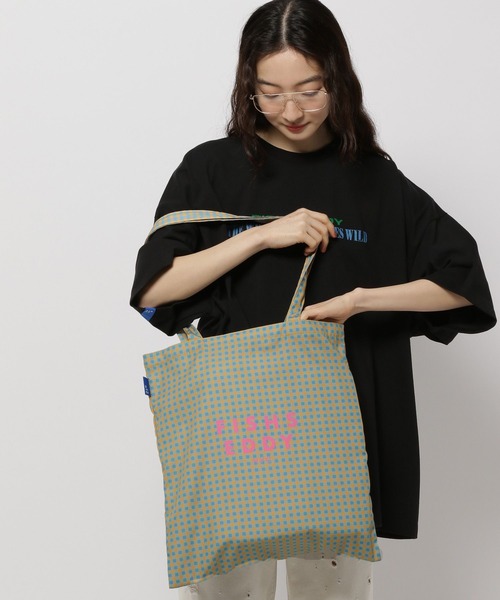 Fishs Eddy(フィッシュエディ)の「【Fishs Eddy(フィッシュエディ)】チェックトート(トートバッグ・レディース・ブルー/オレンジ/ピンク/グリーン/ブラウン/セージグリーン/スカイブルー・FREE)」の7枚目の写真