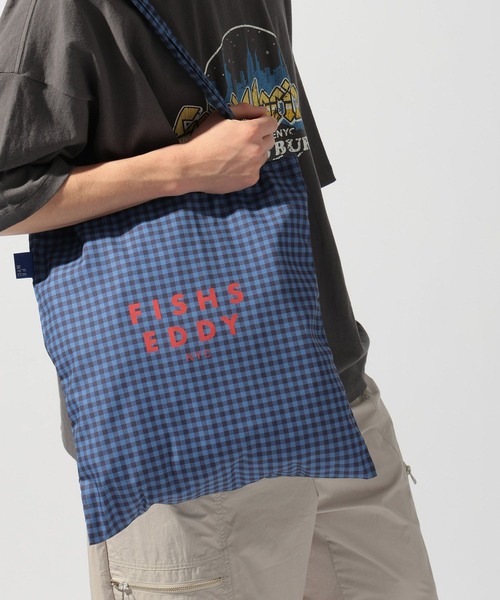 Fishs Eddy(フィッシュエディ)の「【Fishs Eddy(フィッシュエディ)】チェックトート(トートバッグ・レディース・ブルー/オレンジ/ピンク/グリーン/ブラウン/セージグリーン/スカイブルー・FREE)」の5枚目の写真