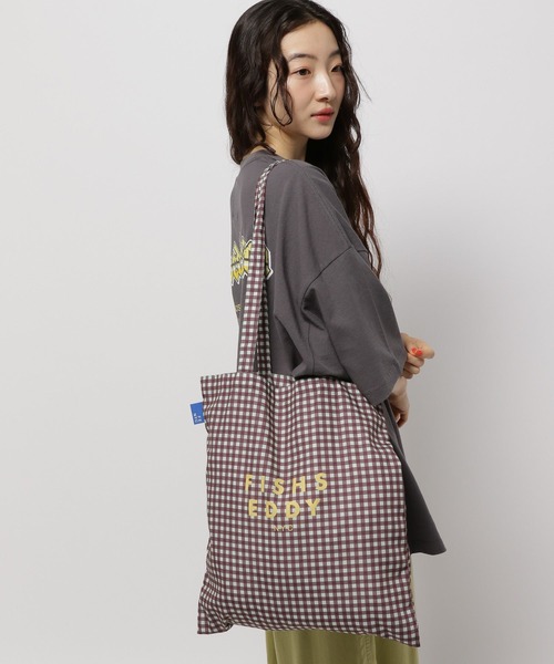Fishs Eddy(フィッシュエディ)の「【Fishs Eddy(フィッシュエディ)】チェックトート(トートバッグ・レディース・ブルー/オレンジ/ピンク/グリーン/ブラウン/セージグリーン/スカイブルー・FREE)」の3枚目の写真