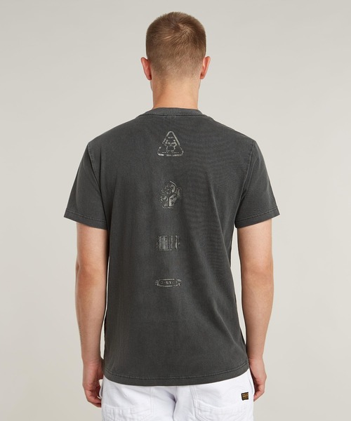 G-STAR(ジースター)の「SHIPPING GRAPHIC OVERDYED T-SHIRT/オーバーダイルーズグラフィックTシャツ(Tシャツ/カットソー・メンズ・ベージュ系その他/ダークブラック/ブルー系その他・X-LARGE/LARGE/MEDIUM/SMALL/X-SMALL)」の1枚目の写真