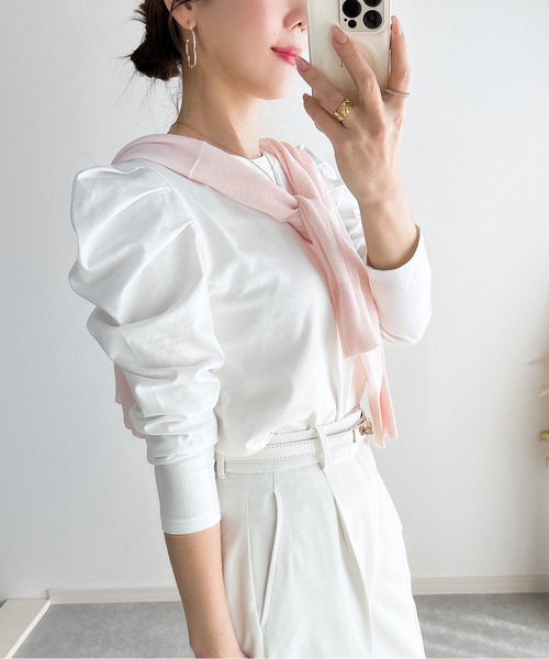 &. NOSTALGIA（アンドドットノスタルジア）の「【ZOZO限定】パワーショルダーカットプルオーバー（Tシャツ/カットソー・レディース・ホワイト×ネイビー/サックスブルー/ブラック/ホワイト・M）」の17枚目の写真