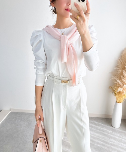 &. NOSTALGIA（アンドドットノスタルジア）の「【ZOZO限定】パワーショルダーカットプルオーバー（Tシャツ/カットソー・レディース・ホワイト×ネイビー/サックスブルー/ブラック/ホワイト・M）」の21枚目の写真