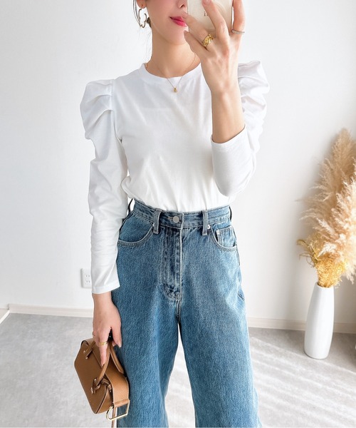 &. NOSTALGIA（アンドドットノスタルジア）の「【ZOZO限定】パワーショルダーカットプルオーバー（Tシャツ/カットソー・レディース・ホワイト×ネイビー/サックスブルー/ブラック/ホワイト・M）」の12枚目の写真