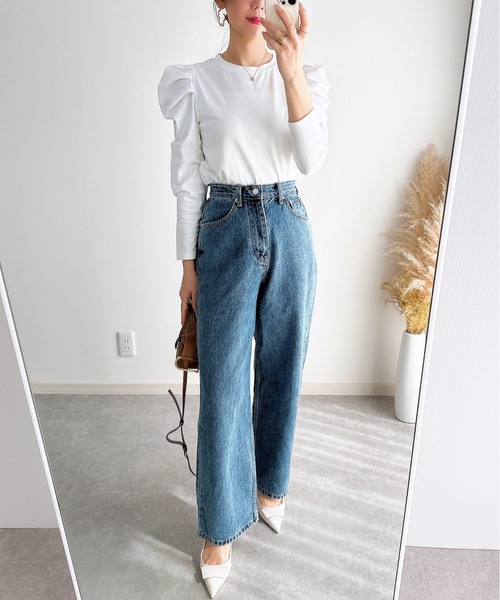 &. NOSTALGIA（アンドドットノスタルジア）の「【ZOZO限定】パワーショルダーカットプルオーバー（Tシャツ/カットソー・レディース・ホワイト×ネイビー/サックスブルー/ブラック/ホワイト・M）」の13枚目の写真