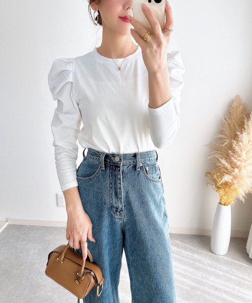 &. NOSTALGIA（アンドドットノスタルジア）の「【ZOZO限定】パワーショルダーカットプルオーバー（Tシャツ/カットソー・レディース・ホワイト×ネイビー/サックスブルー/ブラック/ホワイト・M）」の14枚目の写真