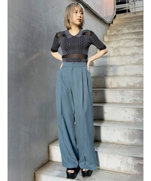 MURUA(ムルーア)の「【セットアップ対応】サイドタックワイドパンツ(その他パンツ・レディース・ブルー/ダークグレー/ベージュ/ブラック・1/2)」の8枚目の写真