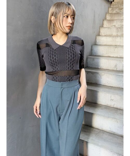 MURUA(ムルーア)の「【セットアップ対応】サイドタックワイドパンツ(その他パンツ・レディース・ブルー/ダークグレー/ベージュ/ブラック・1/2)」の10枚目の写真