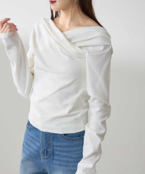 &. NOSTALGIA(アンドドットノスタルジア)の「【ZOZO限定】スムース天竺オフショルカットソー(Tシャツ/カットソー・レディース・ブラック/オフホワイト・M)」の14枚目の写真