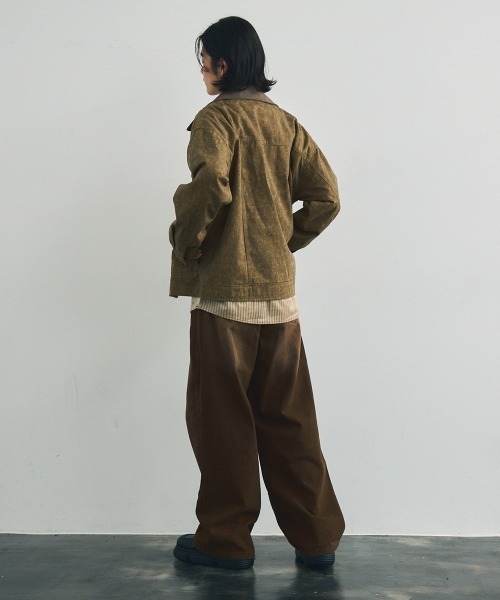 セール】Collar-switched zip-up work jacket / 襟切り替え