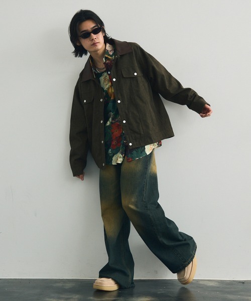 Shoowtime(ショウタイム)の「Collar-switched zip-up work jacket / 襟切り替えジップアップワークジャケット(ブルゾン・メンズ・カーキ/サンドベージュ/チャコールグレー・X-LARGE/MEDIUM/LARGE)」の9枚目の写真