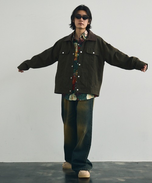 Shoowtime(ショウタイム)の「Collar-switched zip-up work jacket / 襟切り替えジップアップワークジャケット(ブルゾン・メンズ・カーキ/サンドベージュ/チャコールグレー・X-LARGE/MEDIUM/LARGE)」の8枚目の写真