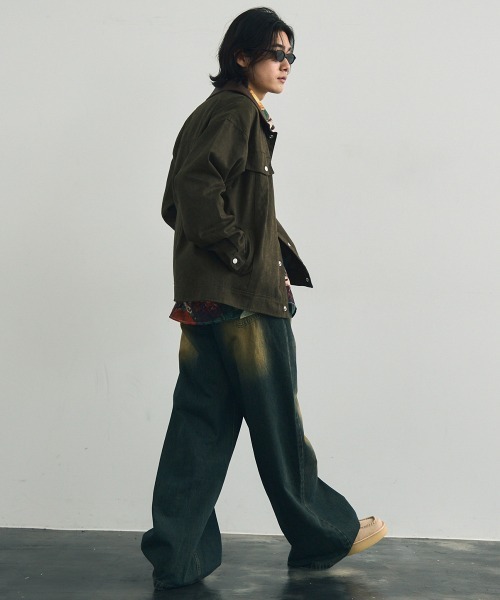 Shoowtime(ショウタイム)の「Collar-switched zip-up work jacket / 襟切り替えジップアップワークジャケット(ブルゾン・メンズ・カーキ/サンドベージュ/チャコールグレー・X-LARGE/MEDIUM/LARGE)」の6枚目の写真