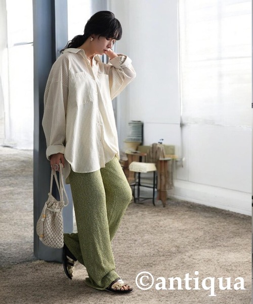 antiqua(アンティカ)の「スラブニットパンツ(その他パンツ・レディース・アイボリー/ブラウン/グリーン/ネイビー・M/L)」の16枚目の写真